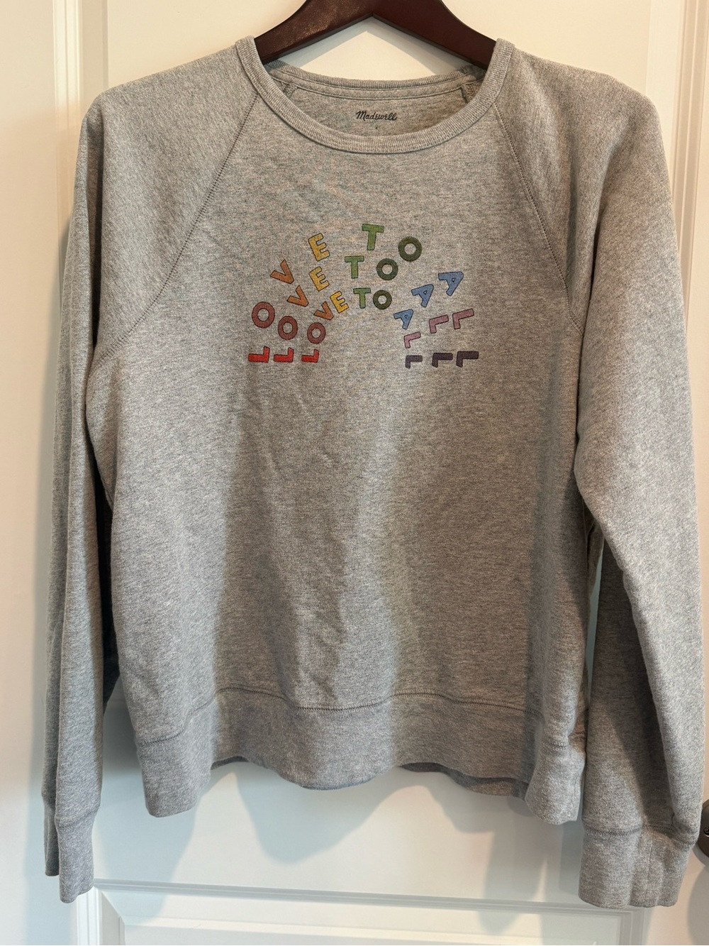 Madewell Pride Gray Crewneck Sweatshirt with Multicolor Embroidery